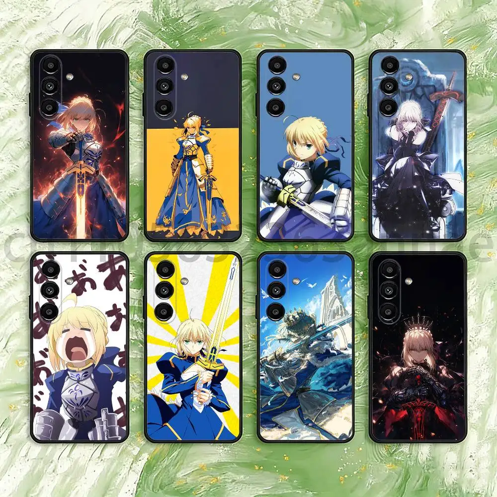 F-Fate S-Stay Night Saber Phone Case For Samsung S25,24,21,22,23,S30,Ultra,S20,Plus,Fe,Lite,Note,S10,S9,Black Soft Shell