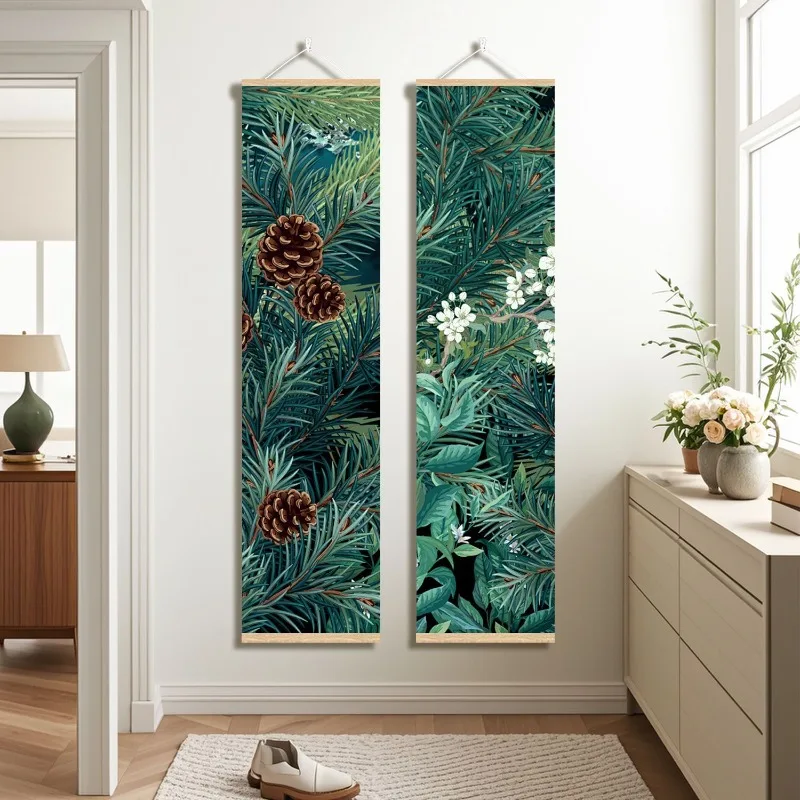 Wall Art Aesthetic Room Decor | French Retro Nanyang Style Scroll for Entryway Bedroom Living Room Dining Area Elegant Home