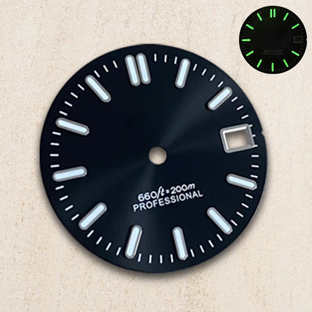 28.5mm S Logo Dial  For NH35/NH36/4R/7S Automatic Movement Green Luminous Watch Modification Accessories