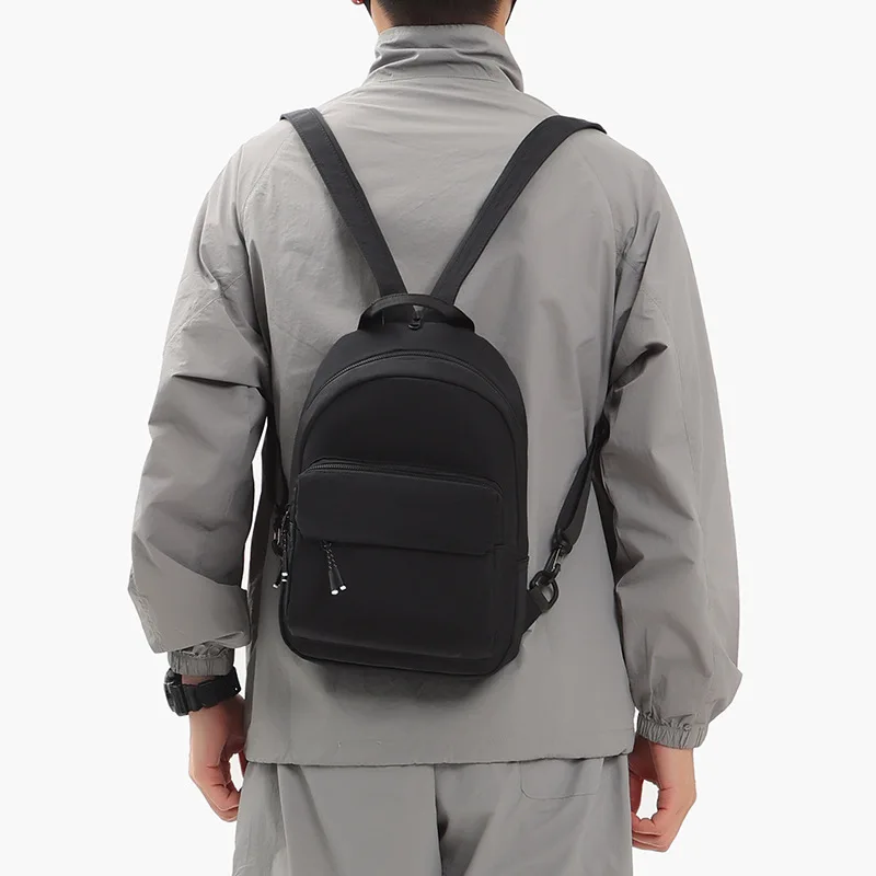 Men Multifunctional Water Resistant Small Backpack Sling Crossbody Bag Lightweight For Outdoor Cycling Travel Business Fits 15
