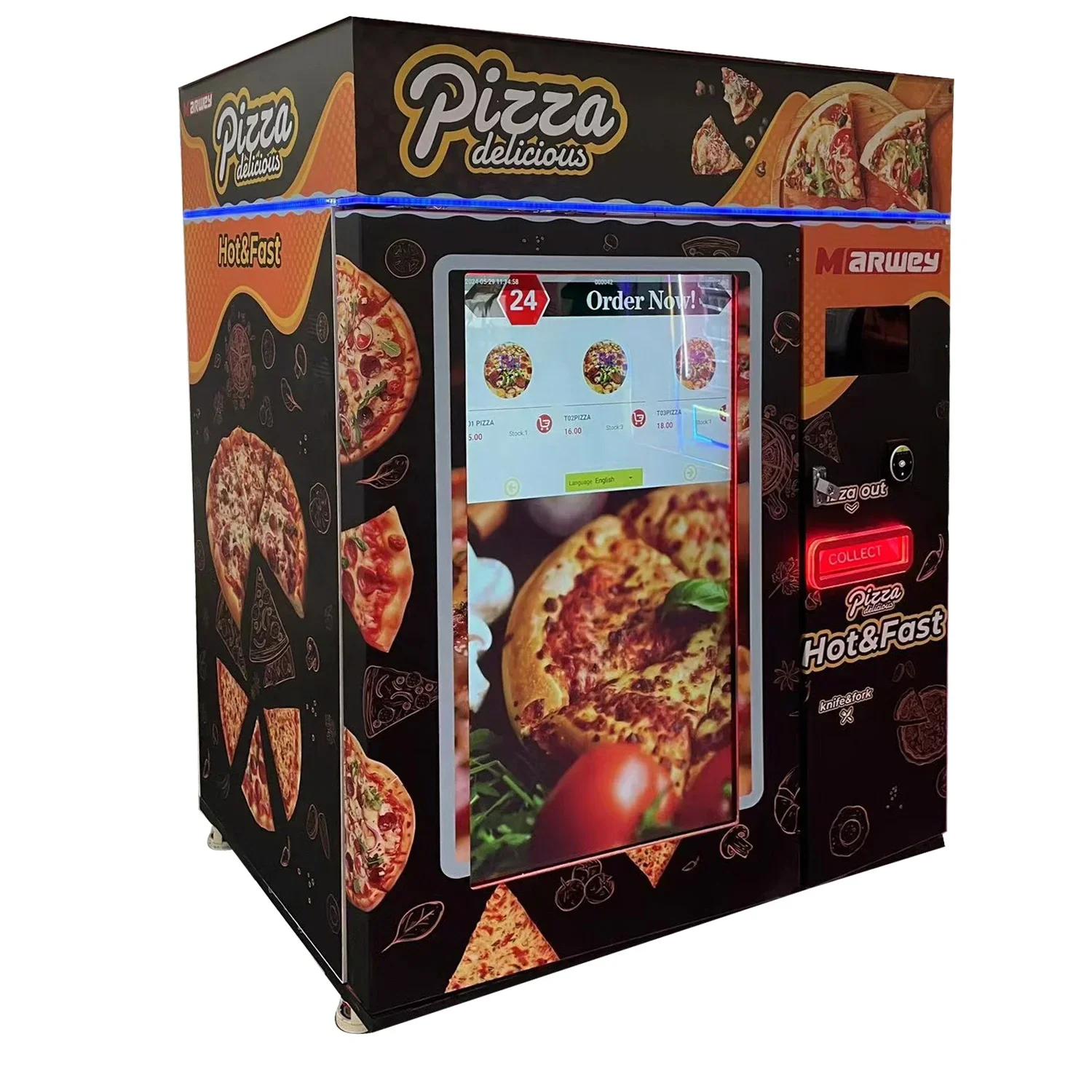 YG Customized Big Touch Screen Hot Pizza Vending Machine With Bank Card Reader Outdoor Business Self-service Robot Fast Food Fu