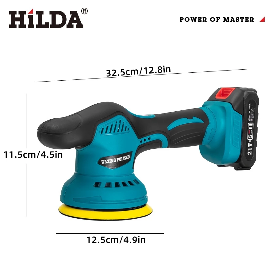 HILDA Automotive Waxing and Polishing Machine Blue Car Polisher Furniture DIY Wood Grinder Grinding and Polishing Tool