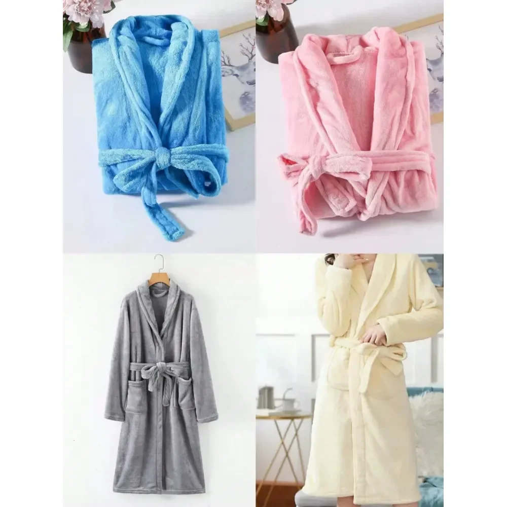 

Winter Plush Bathrobe For Women, Thickened Coral Fleece, Super Soft Absorbent, Plus Size Home Hotel Pool Dressing Gown, Cozy Pa