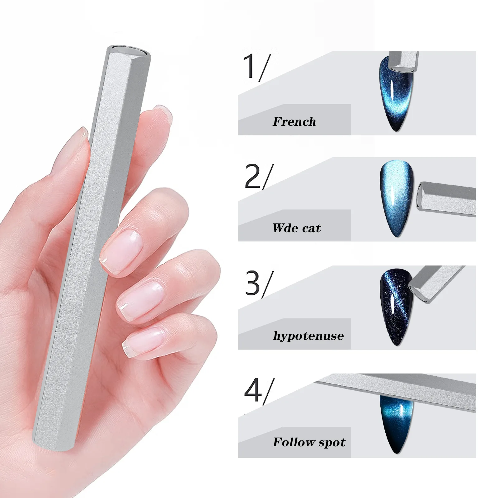 Bastone magnetico multifunzionale per Gel Cat Eye esagonale Optimus Nail Enhancement forte Cat Eye magnete addensato a doppia estremità