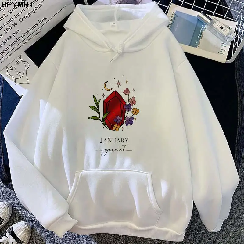 

New Fashion graphics Women Autumn and Winter long sleeve tops street casual cozy Sweatshirt thin fleece pocket hoodie gem print