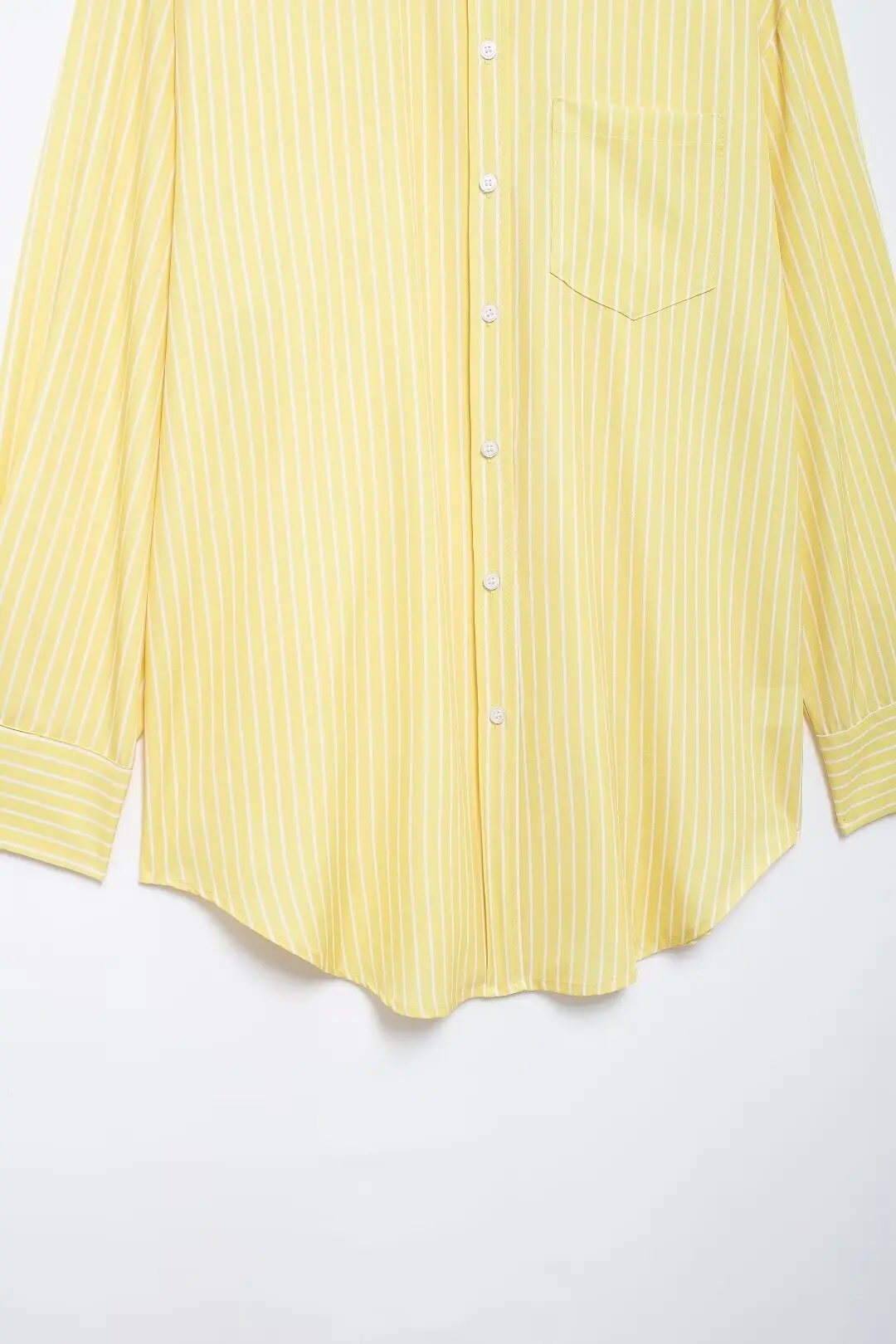 TRAF Striped Oversized Shirt Women Yellow Button up Long Shirt Woman Long Sleeve Shirts and Blouses Women Summer Casual Shirts