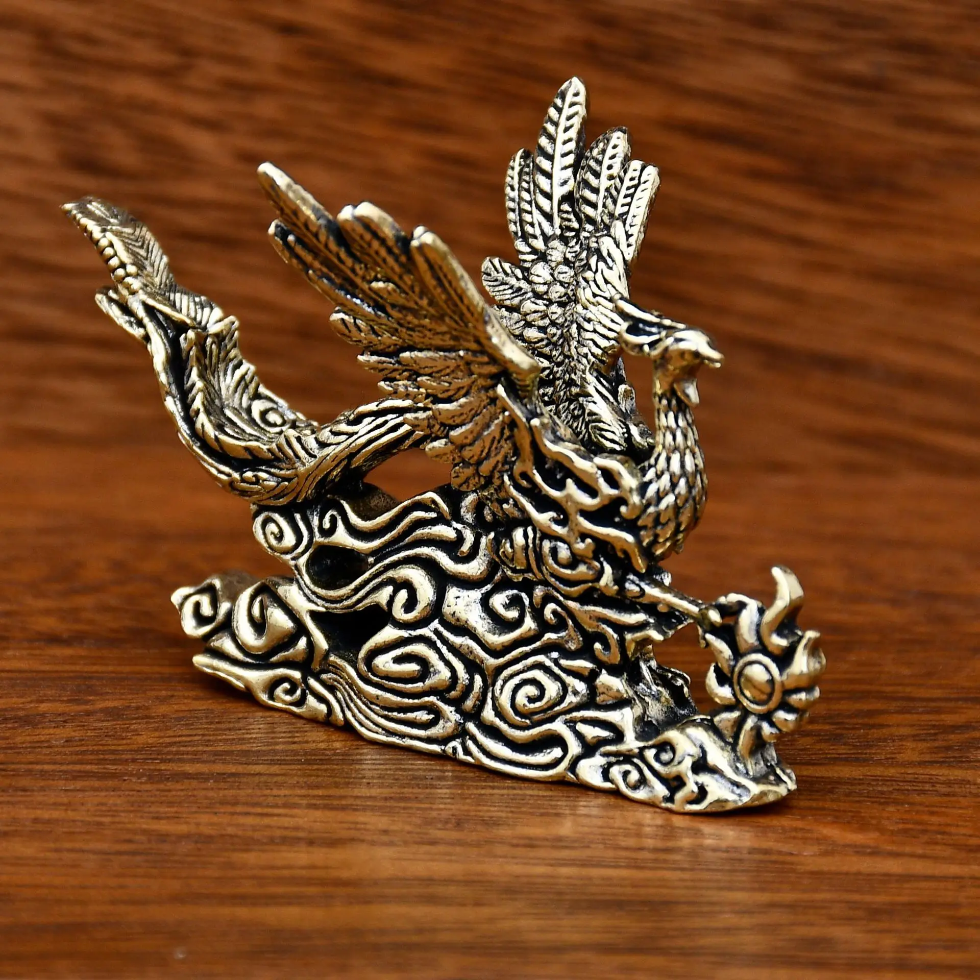 أثاث نحاسي، زخارف سطح المكتب، زخارف فينيكس مصغرة، ديكورات نباتات بوعاء المكتب