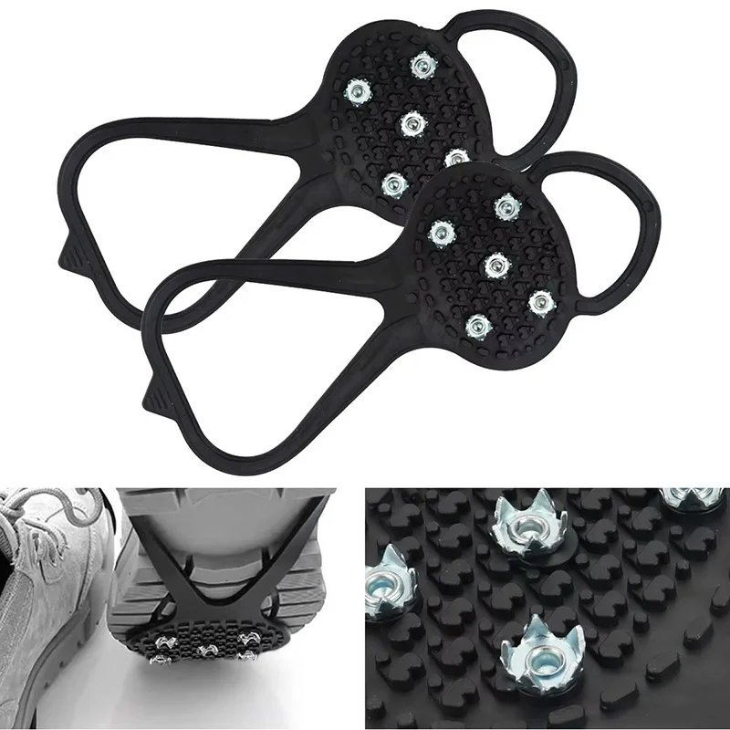 Pinzas de hielo con 5 dientes, disponibles en 5 colores, para zapatos de mujer y hombre. Crampones, pinzas de hielo, tacos antideslizantes para nieve, ideales para escalar y hacer senderismo.