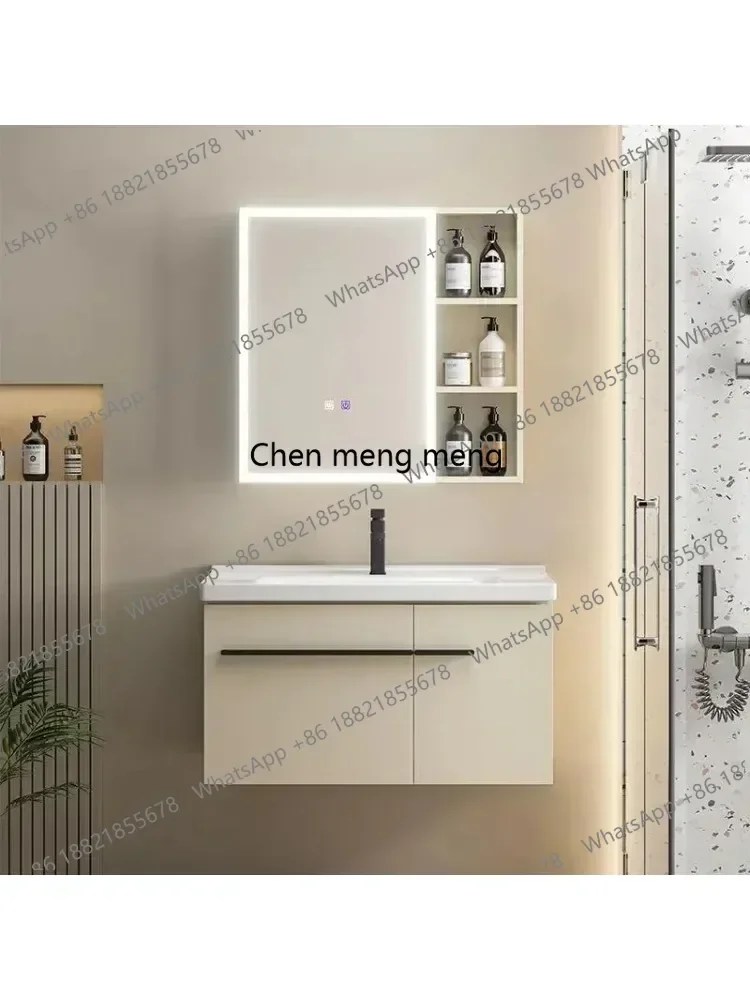 

Угловой туалетный столик RR с интегрированной керамической раковиной, многофункциональное зеркало, шкафчики для хранения, мебель для ванной комнаты