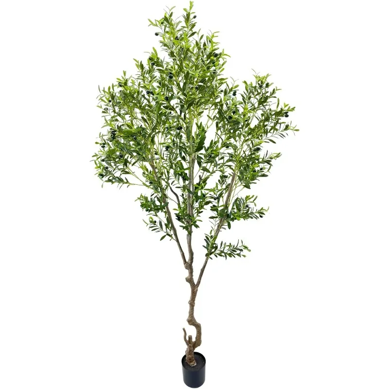 Artificial Olive TreeTall Fake Potted Olive Silk Tree with Planter Large Faux Olive Branches and Fruits Artificial Tree