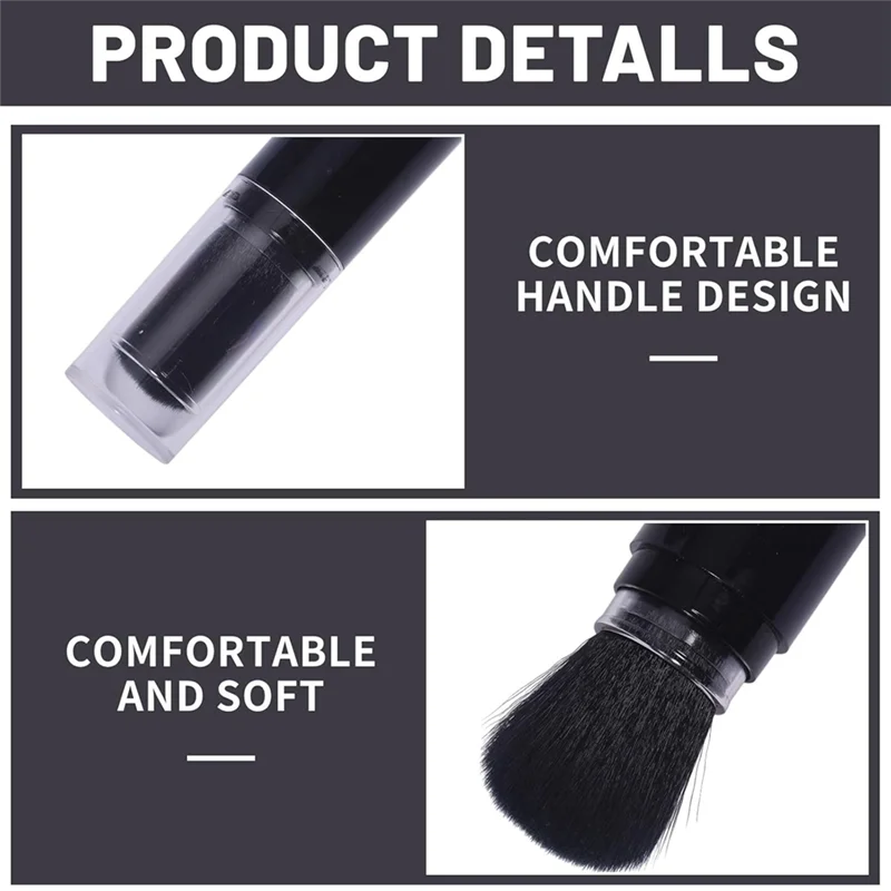 WORTHOWN-2Pcs Embossing Powder Brushes Retractable Applicator Tool Craft Painting Powder Brush Soft Bristles Handle Tool
