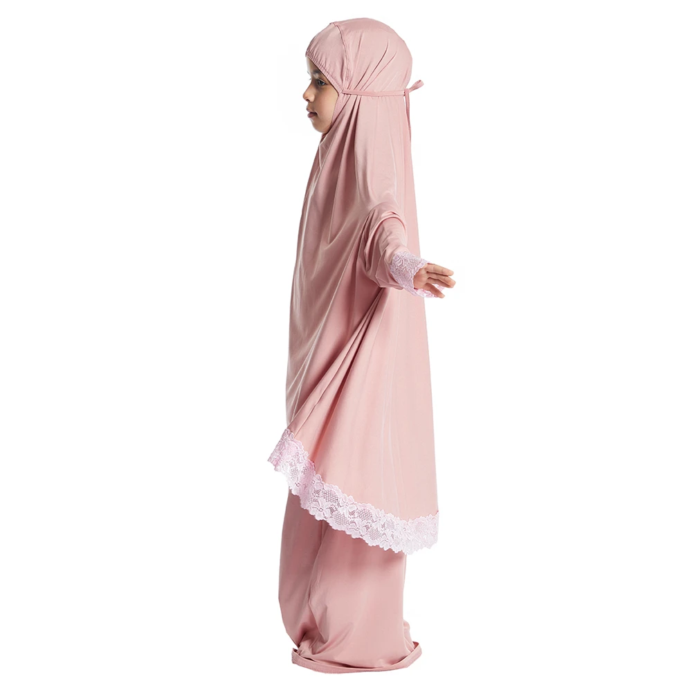 

2 шт. мусульманские детские молитвенные наряды для девочек: химар, хиджаб, абайя, платок, платье, исламская одежда для Ид и Рамадана