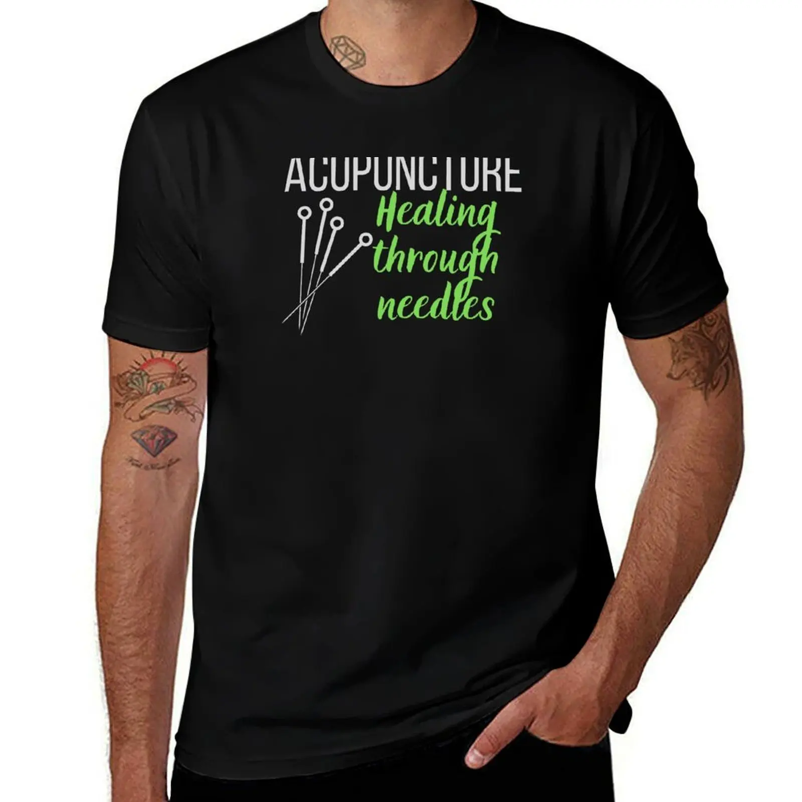 

Acupuncture Healing through needles T-Shirt man t shirt designer t shirt man cotton t shirts with prints T-shirt