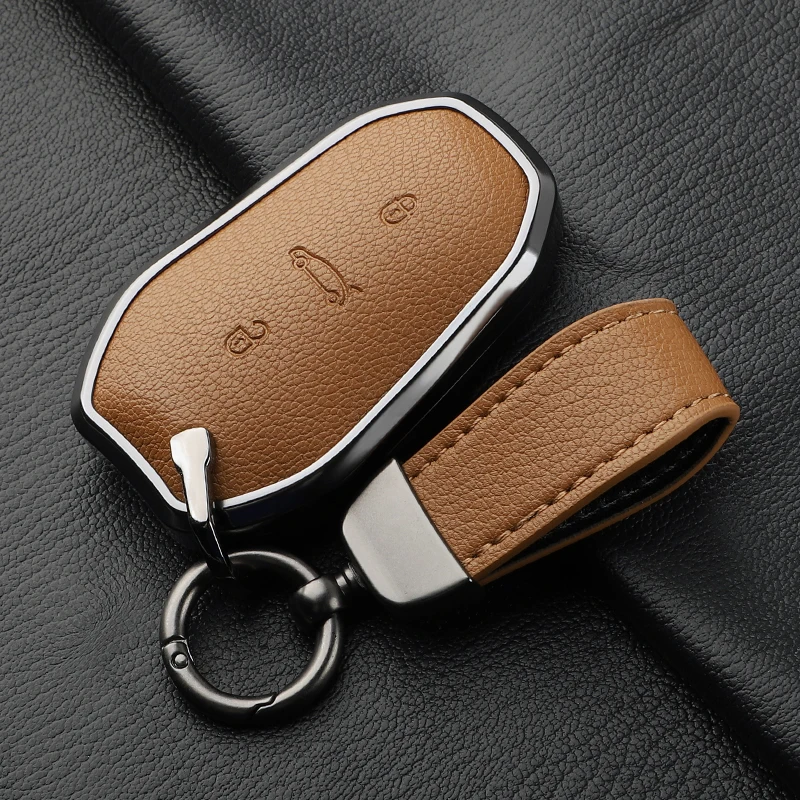 Suitable For DS Ds7  Aluminium Alloy + Goatskin Car Remote Key Case Cover Special High-end Car Leather Beautiful And Atmospheric