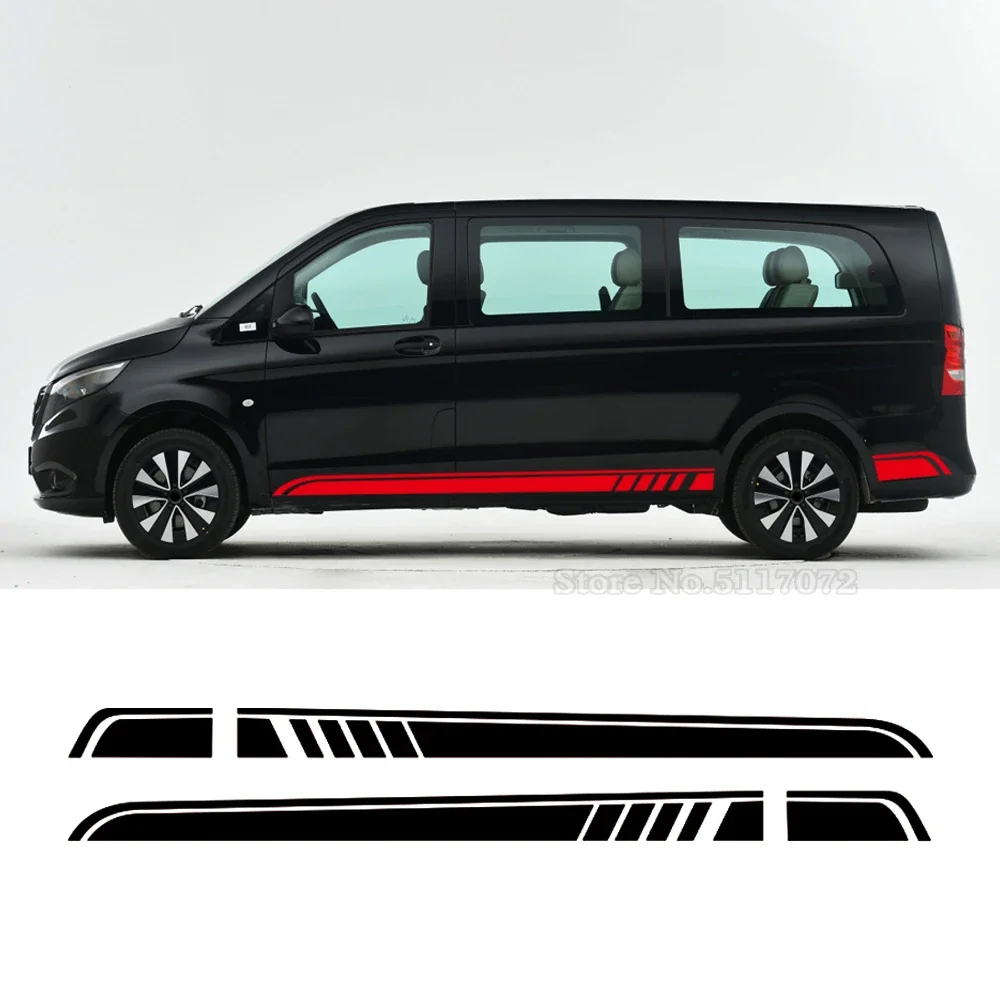 

4 шт. для Mercedes Benz Vito Viano V Class w447 v260 длинная боковая полоса Автомобильная наклейка фотонаклейки автомобильные черные украшения