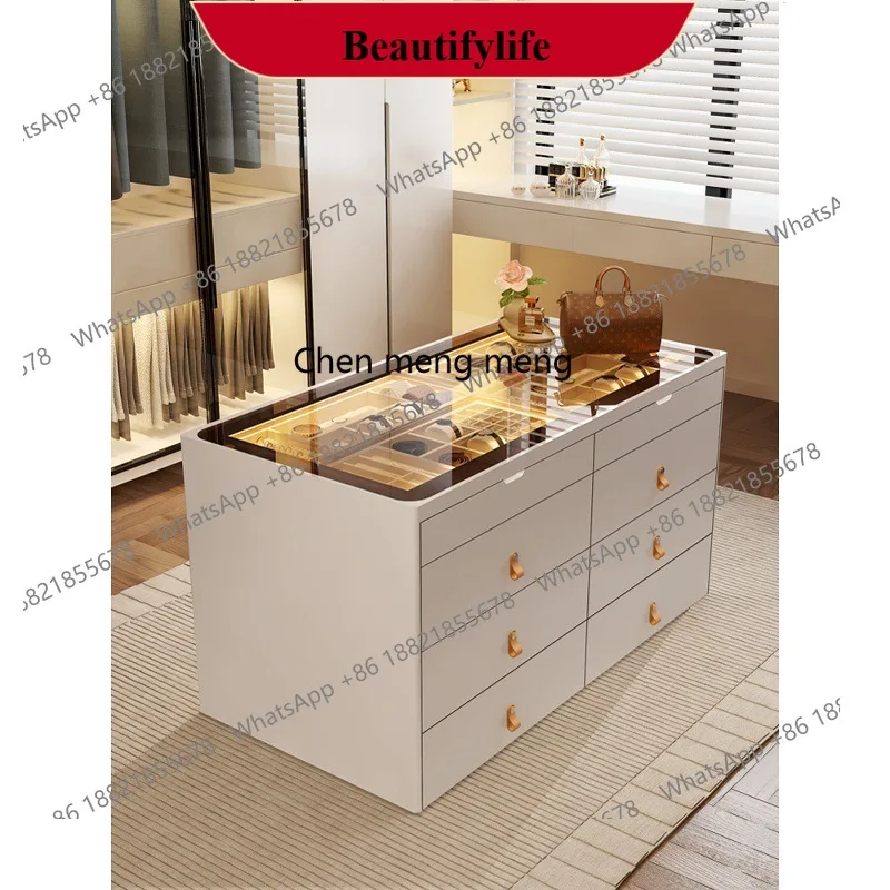 

Simple light luxury cloakroom Nakajima Taiwan home jewelry storage cabinet bedroom solid wood jewelry display cabinet