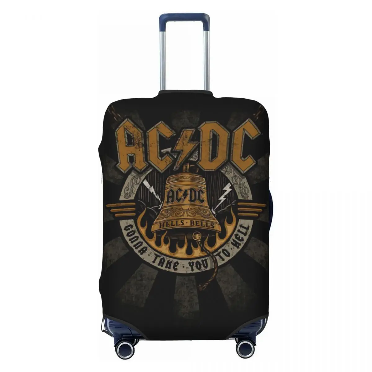 

Custom AC DC Rock Roll Band Travel Luggage Cover Washable Heavy Metal Band Music Suitcase Cover Protector Fit 18-32 Inch