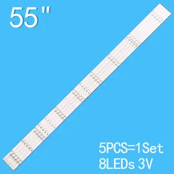 5pcs 8LED Square Lens 1009mm TV LED Backlight Strip for Hisense 55 Inch 55R6040E LB55143 1198291 HE5591L 50019 7Y37