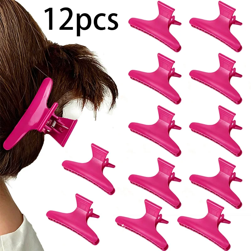 12Pcs Butterfly Hair Clips Woman Girl Hairpins Styling Holding Tools Hair Section Claw Clamps Professional Salon Accessories