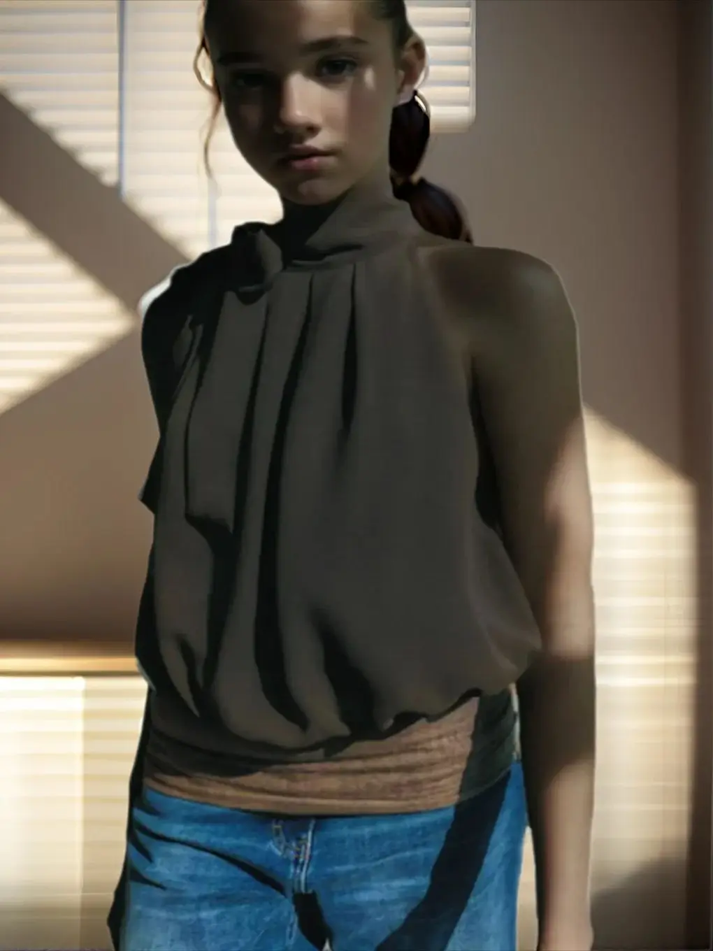 Haut sans manches vert armée pour femmes, haut décoratif avec nœud, Sexy et à la mode, personnalité folle, marque polyvalente, nouvelle collection été 2025
