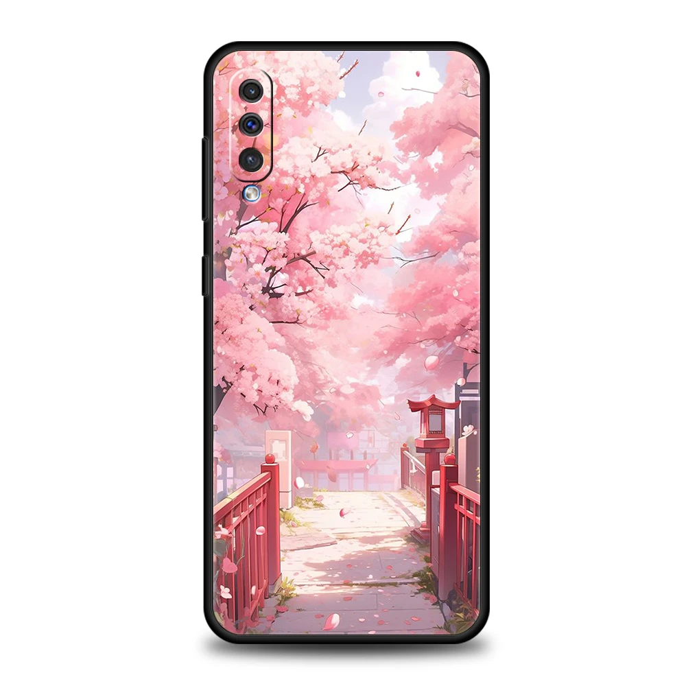 Pink Spring Cherry Blossoms Phone Case for Samsung Galaxy A24 A13 A53 A73 A33 A22 A12 A05 A70 A50 A10 A20 5G Silicon Cover Shell