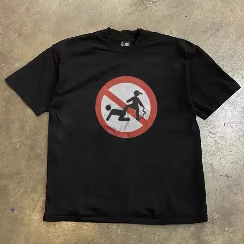 

L'intimidation De Rue Américaine Est Interdite, футболки À Manches Courtes Pour Hommes Et Femmes Été Lâche En Pur Coton