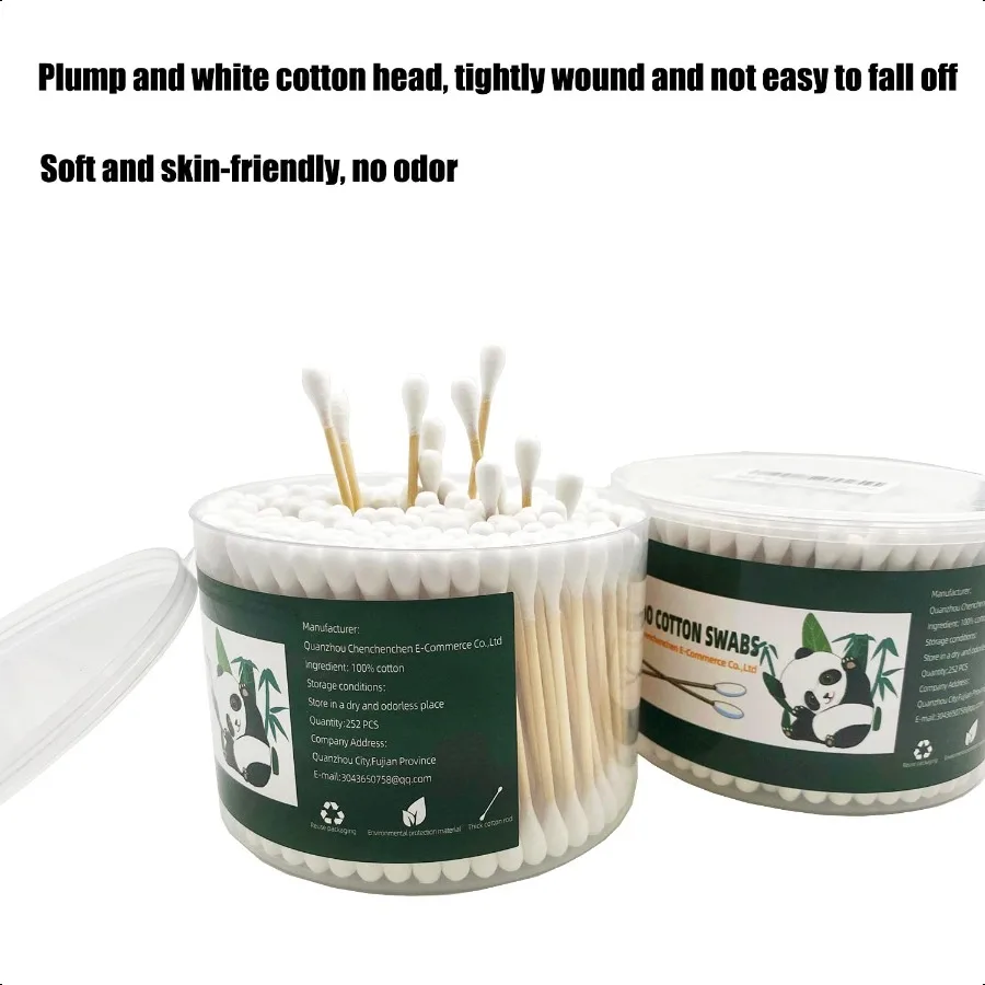 두꺼운 면봉 XL 사이즈 천연 대나무 면봉 유기농 생분해성 대형 이중 팁 면봉 고흡수성 면봉