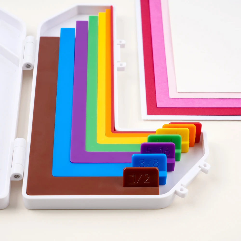Paper Craft Layering Alignment Guides 7 Sizes Color Spacing Tools with Embossed Size Tabs Scrapbook Card Junk Journal Supplies