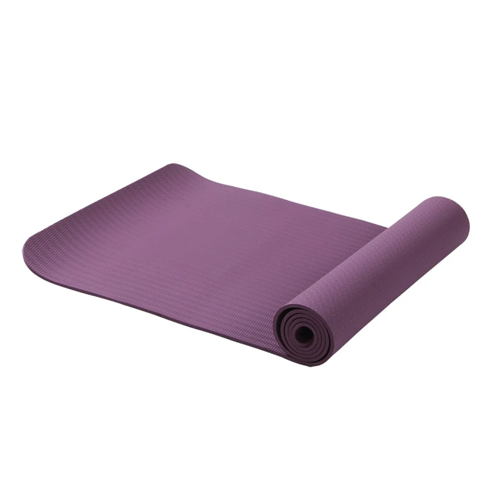 TPE6mm Eco-Friendly Portable Yoga Mat Anti-slip Yoga Fitness Outdoor Camping Exercise Mat 183x61x06cm (Dark Purple)