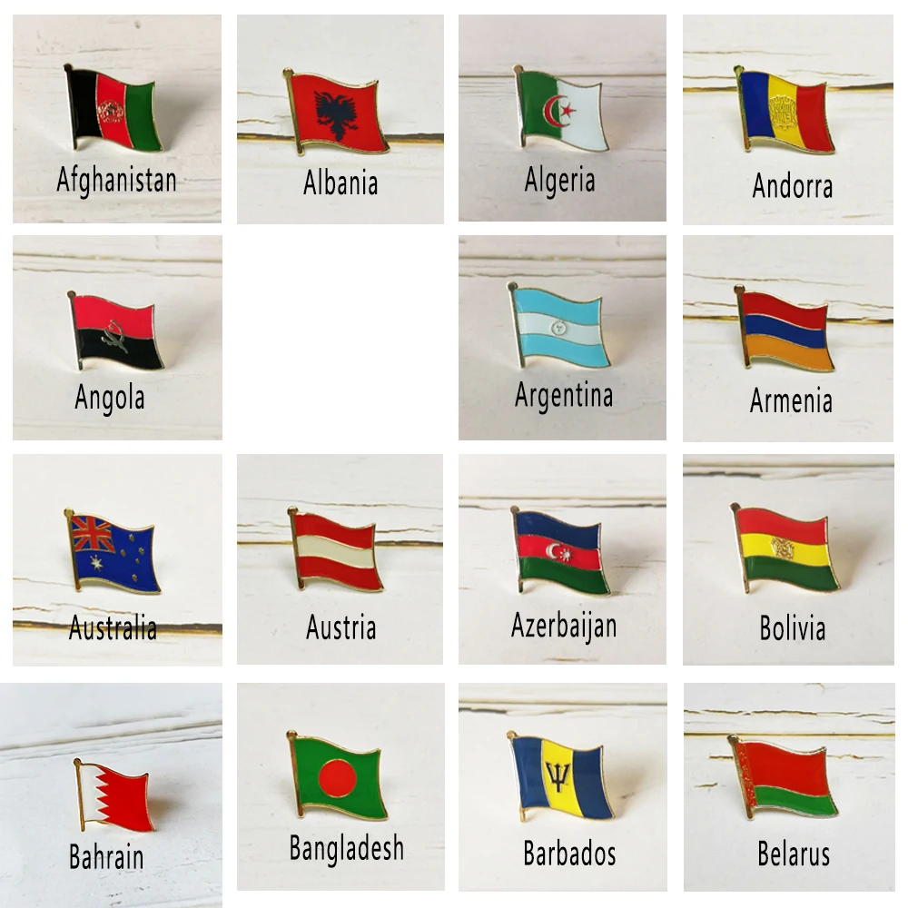 Metalowa przypinka z flagą narodową Odznaka kraju Cały świat Argentyna Albania Andorra Australia Austria Białoruś Bolivia Algieria