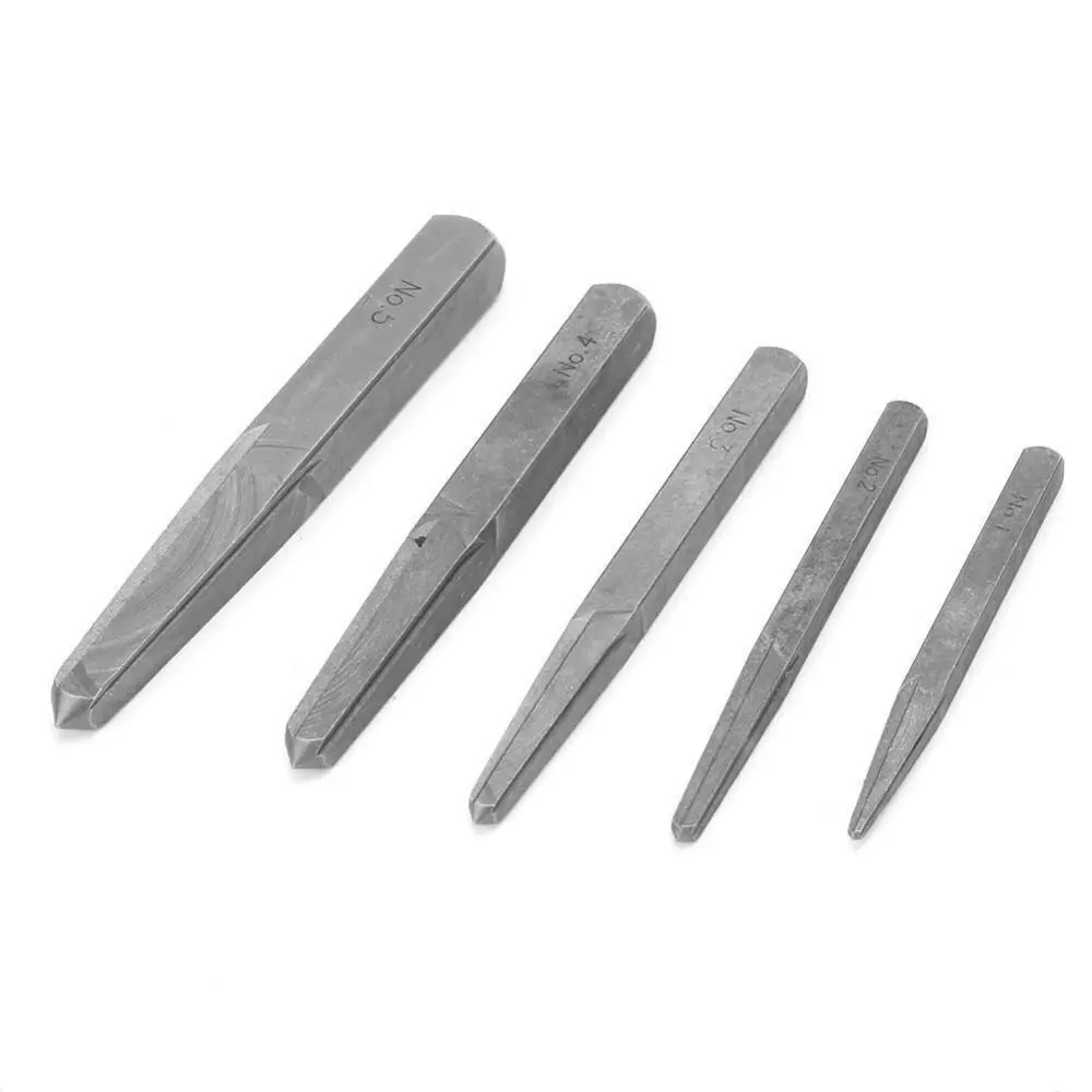 5Pcs/Set New Carbon steel Square Screw Extractor Set Silver Tool Broken Wire Remover Tool Multi-functional Screw Remover Set