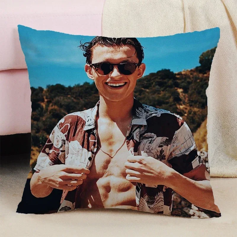 Tom Holland Decorative Pillowcase 40x40 Double-sided Printing Sitting Cushion Cover 45x45cm Pillow Cases for Bed Short Plush