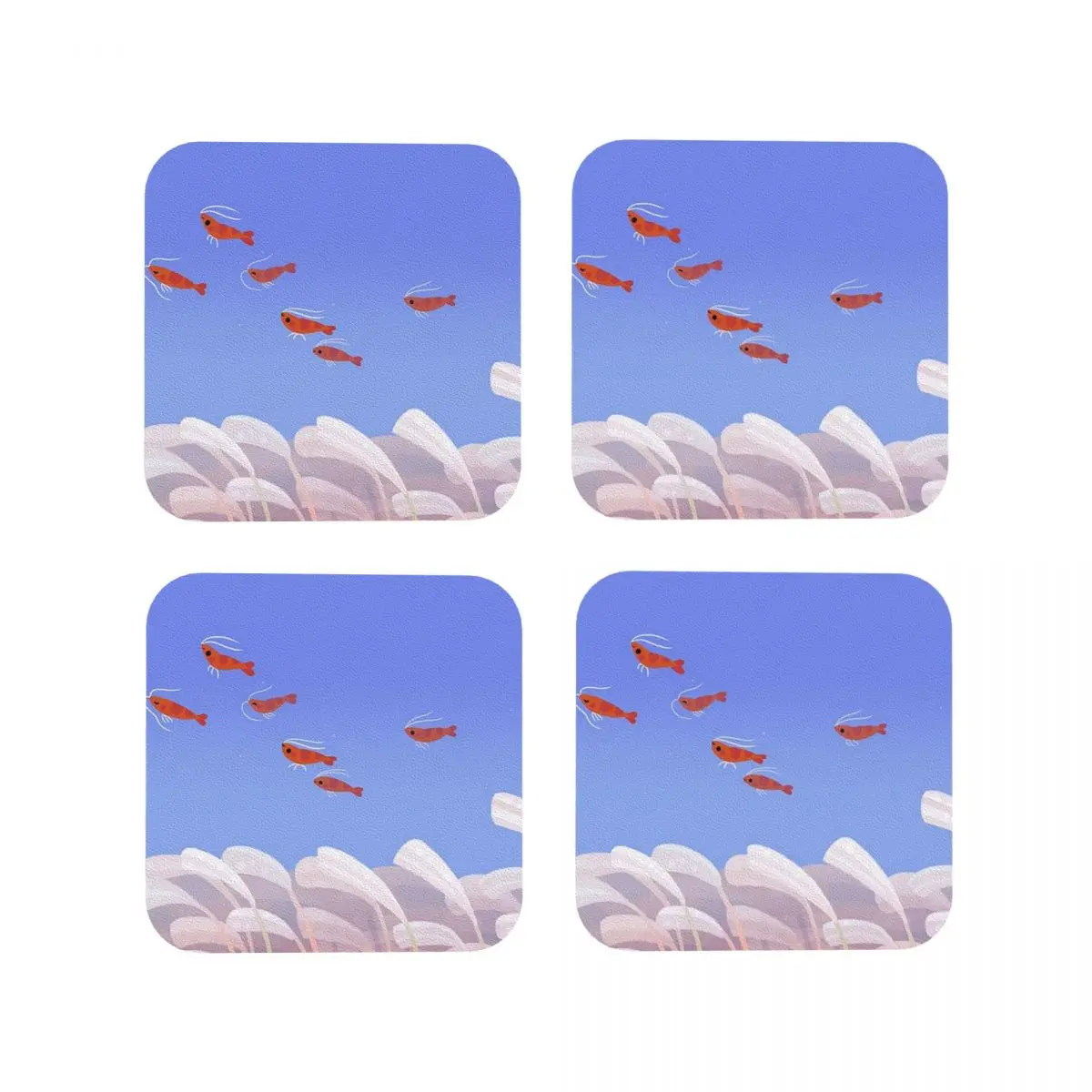 

Подставки для креветок «Летающая вишня», кухонные салфетки, нескользящие изоляционные коврики для чашек, кофейные коврики для декора, домашняя посуда, подушечки, набор из 4 шт.