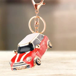 Cute Rhinestone Crystal Red Mini Car Keychain 3d Model Car Key Chain Key Ring Holder Pendant Keyring