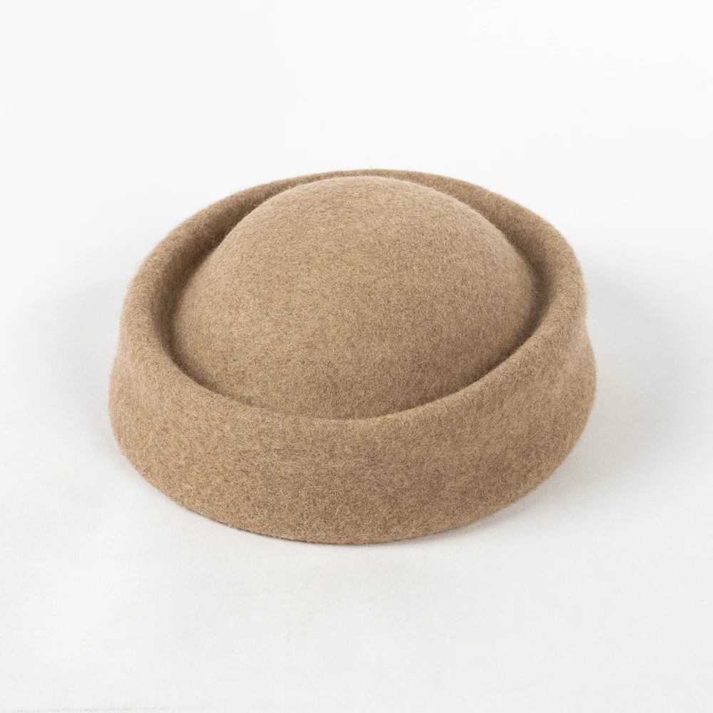 Parent-Child Autumn Winter New Fashion Casual Strap Oval Top Woolen Small Hat Catwalk Warm Flight Attendant Hat Trendy