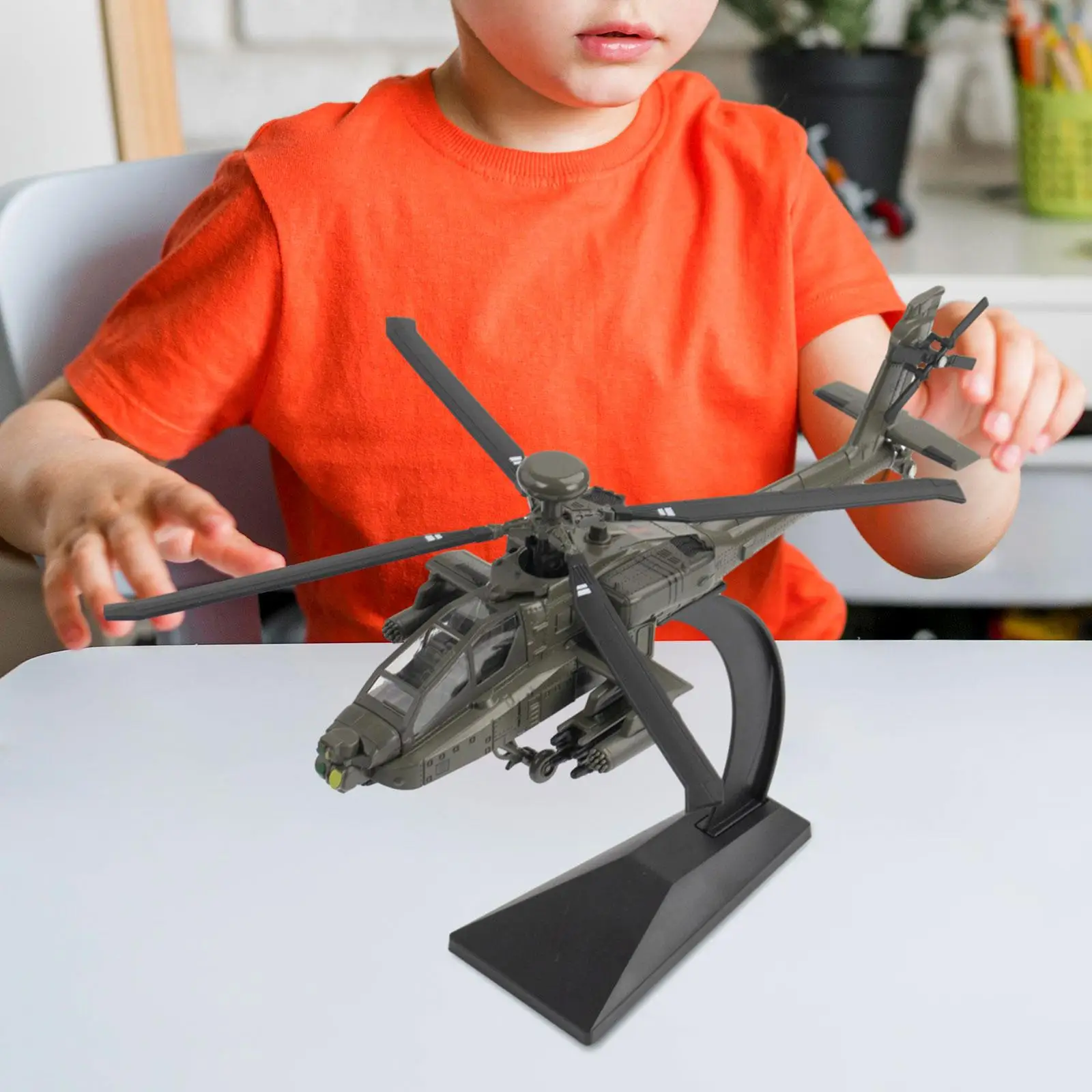 Diecast Helicopter Force Plane Model with Rotating Propellers and Sound for Kids Collectors Model Display Piece