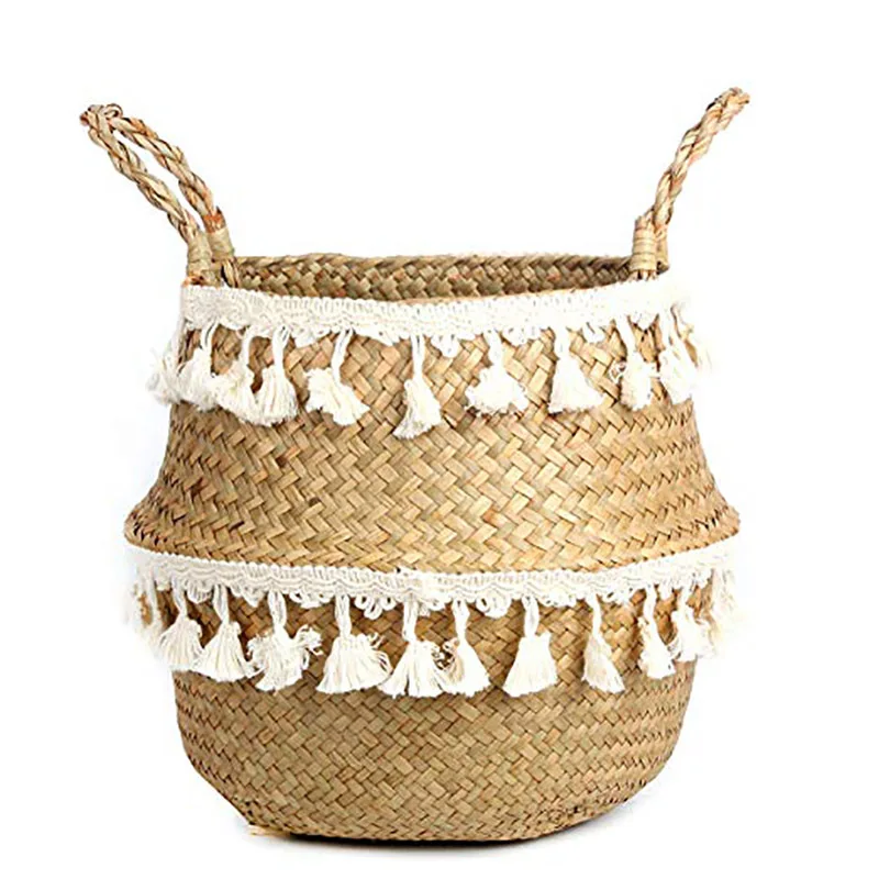 Versatile and stylish handwoven rattan wicker basket with convenient handle for effortless organization and storage. This practi