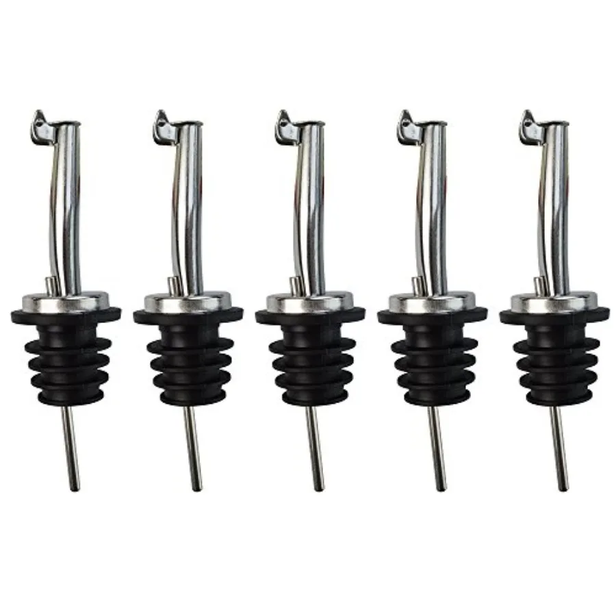 5 Pcs Wine Bottle Pourers, Stainless Steel Liquor Pour Spout Flip Top Wine Bottle Stoppers Speed Pourers Olive Oil Bottle Taper