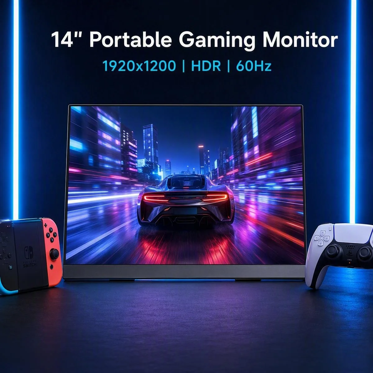 14 inch portable monitor 1920X1200 HDR gaming monitor HDMI USB-C with built-in speaker adapter Switch/PS4/PS5/Xbox/Teams Deck