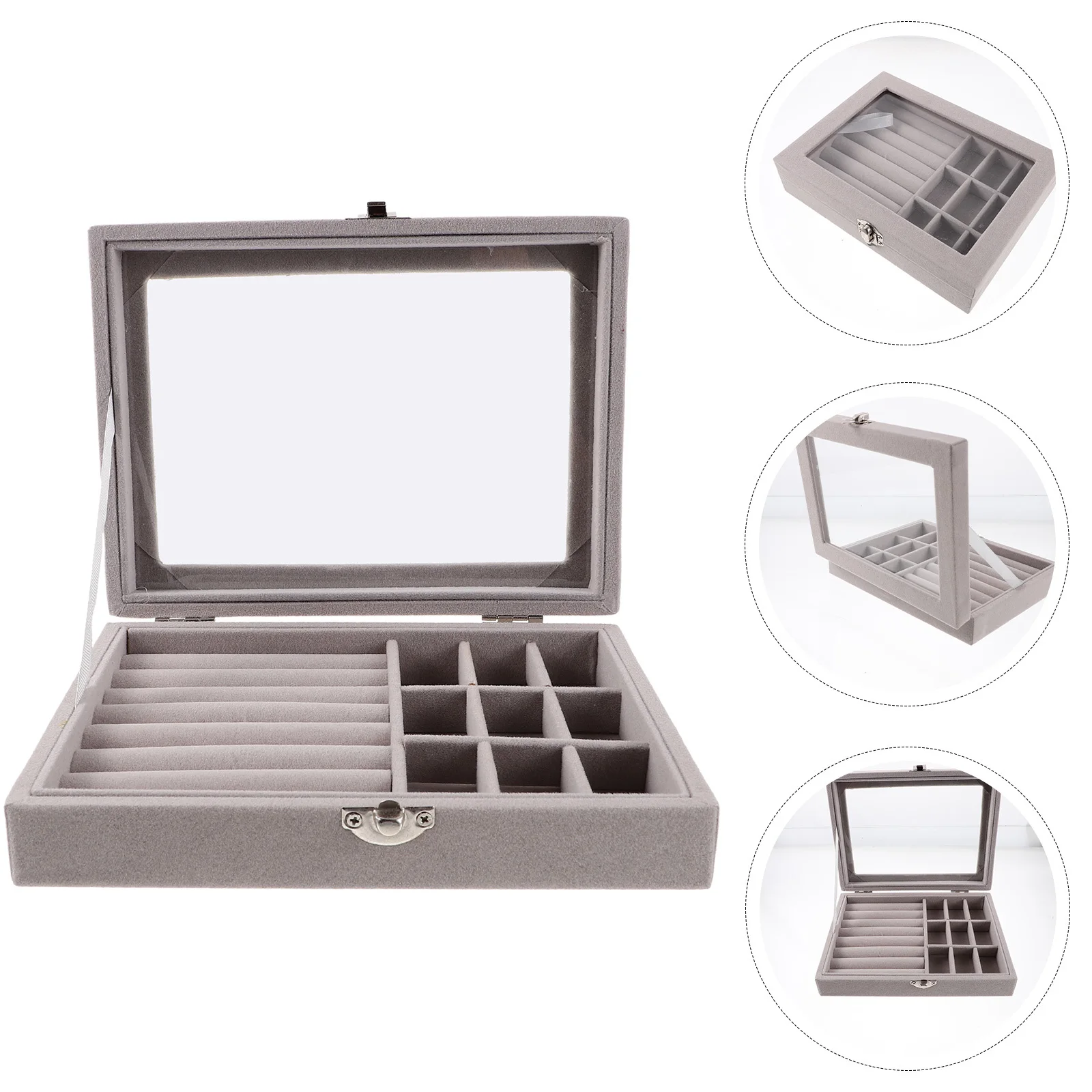 

Jewelry Storage Box Portable Large Compartment Organizer Dust Resistant Earring Necklace Bracelet Display Holder