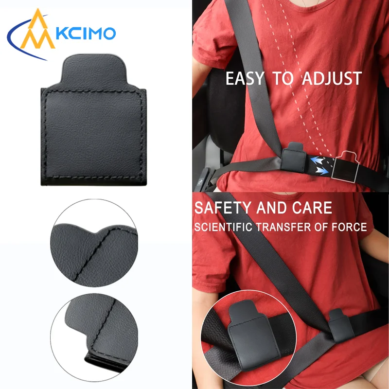 PU Leather Car Seat Belt Adjuster, Safety Belt Limiter Fixed Clip, Anti‑Stretching Neck & Chest Protector for Adults & Children