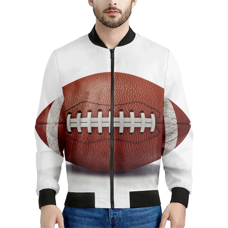 Moda 3D calcio stampato Bomber giacca Casual primavera autunno sport all'aria aperta giacca allentata Streetwear abbigliamento uomo oversize