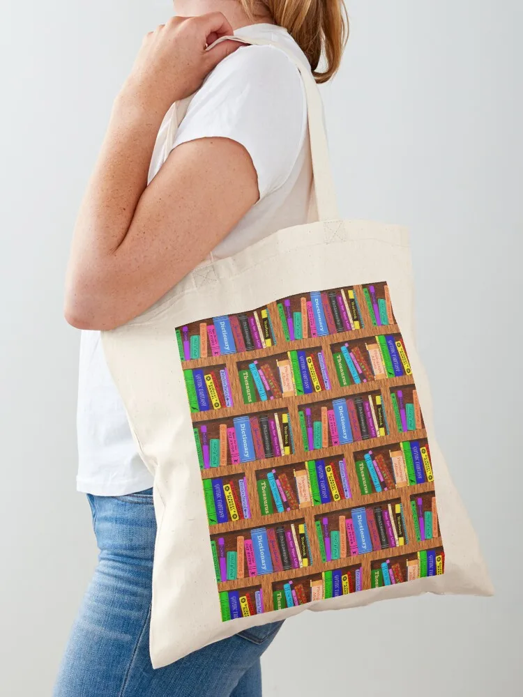 

Library Bookshelf Background Pattern for Readers Tote Bag Canvas female bag shopping bags foldable large tote bag