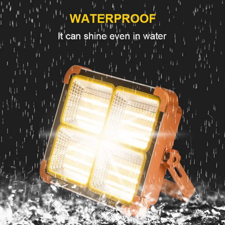 1000W Portable Solar Charging Floodlight IP66 waterproof LED Camping Light Power Bank 8000mAh For Outdoor Emergency Lighting