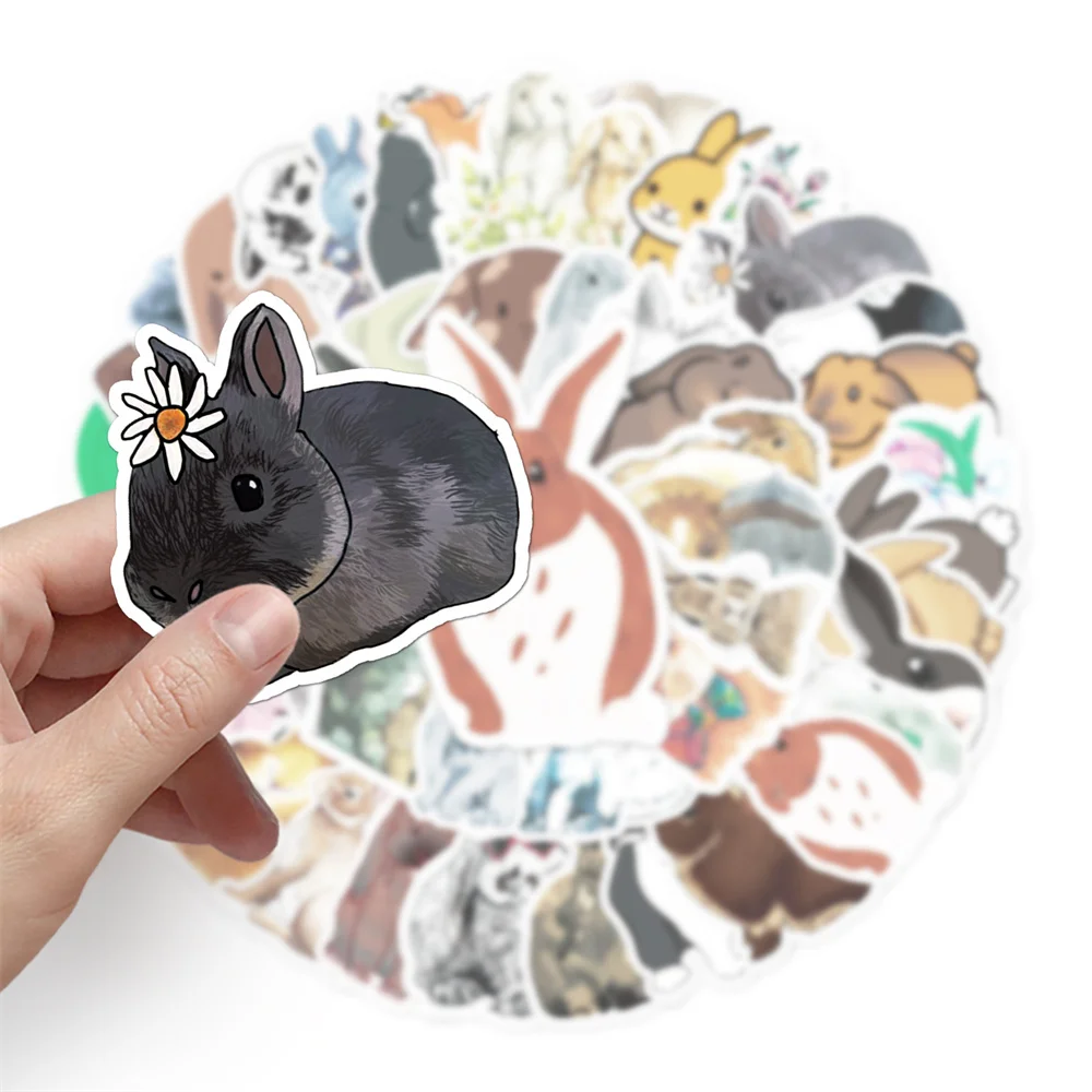 50pcs Cartoon Bunny Rabbit Stickers Pack Stationery Ipad Laptop Animal Sticker DIY Scrapbooking Supplies Journal Accessories