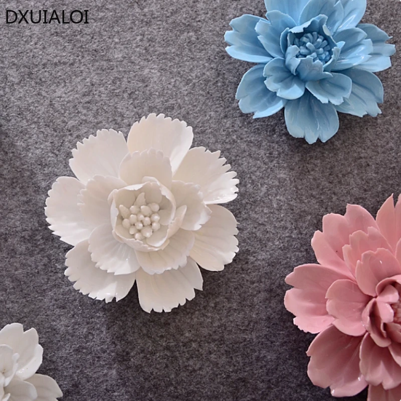 1pc Creative Ceramic Flower Home Decor Accessories Peony Flowers and Cherry Blossoms Decorative Arts and Crafts Wall Decoration