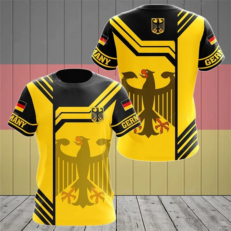 German National Emblem T-Shirt for Mens 3D Printed Sports Gym T Shirts Summer Quick Dry Short Sleeves