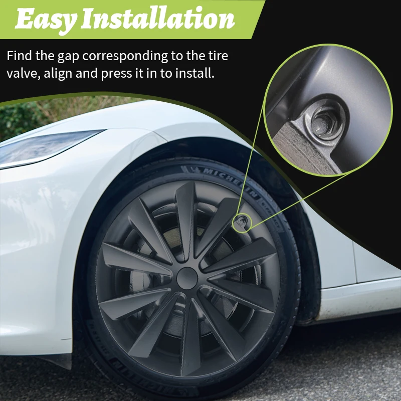 مجموعة 4 أغطية عجلات بتصميم العنكبوت 18 إنش لتسلا موديل 3 (2017–2023) – مخصصة فقط لموديل 3