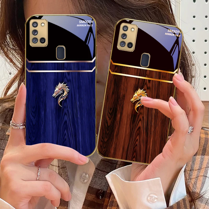 التنين الذهبي الرائع لسامسونج A 31 32 A33 A34 35 14 A15 13 16 25 26 50 52 53 54 55 56 70 71 72 73 حافظة هاتف زجاجية ذهبية