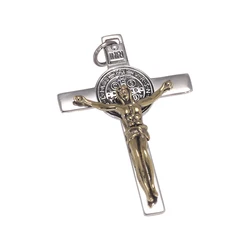 Real 925 Sterling Silver Catholic Cross Pendant Amulet Necklace Jesus Christ Jewelry for Men and Women